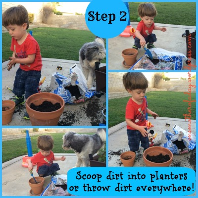step 2 in gardening with a toddler